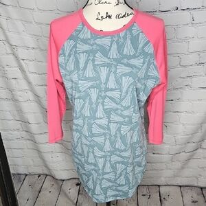 Lularoe Randy Raglan Tee in Disney Aurora Print Size Medium